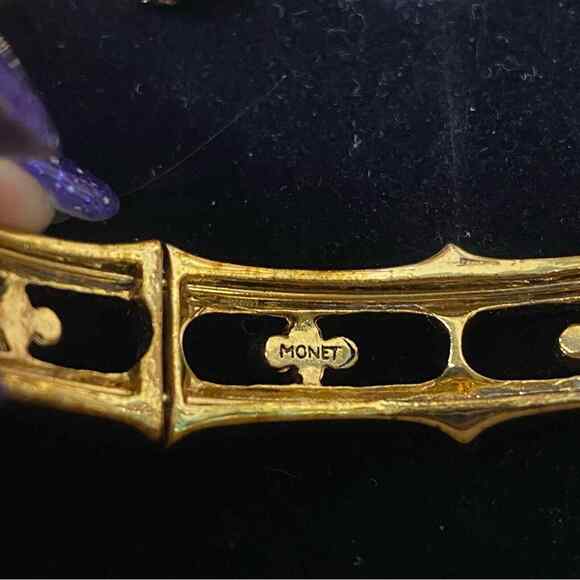 Monet Demi Parure Crystal Pave Rhinestone Earrings & Clamper Cuff Bracelet - Picture 2 of 4